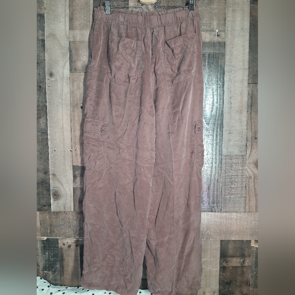 Bella Dahl Echo High Waisted Seam Pant Cargo Wide Leg Paradise Brown Size Large - Picture 5 of 8
